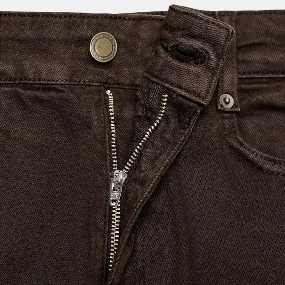 ZARA High-Waist Wide-Leg Jeans - Chocolate Brown - Picture 7 of 7